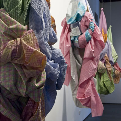 Flags for the Fourth Dimension (2011) #2  seersucker fabric, snaps:press studs; dimensions variable