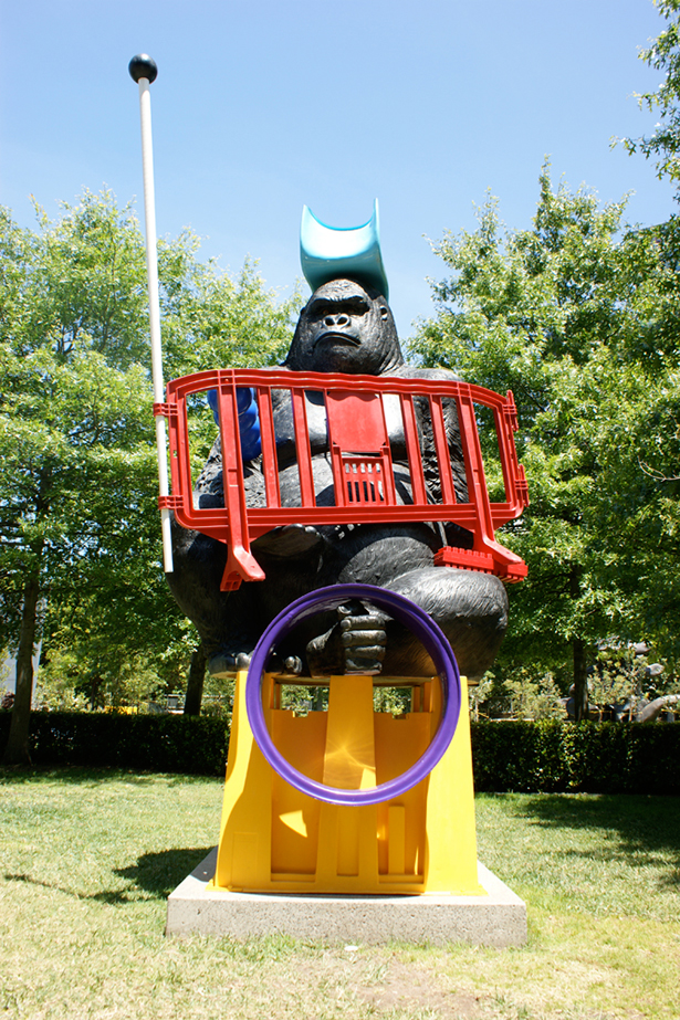 Noble-Ape, Materials- plastic, fibreglass, steel fixings  Dimensions- Height – approx. 400cm