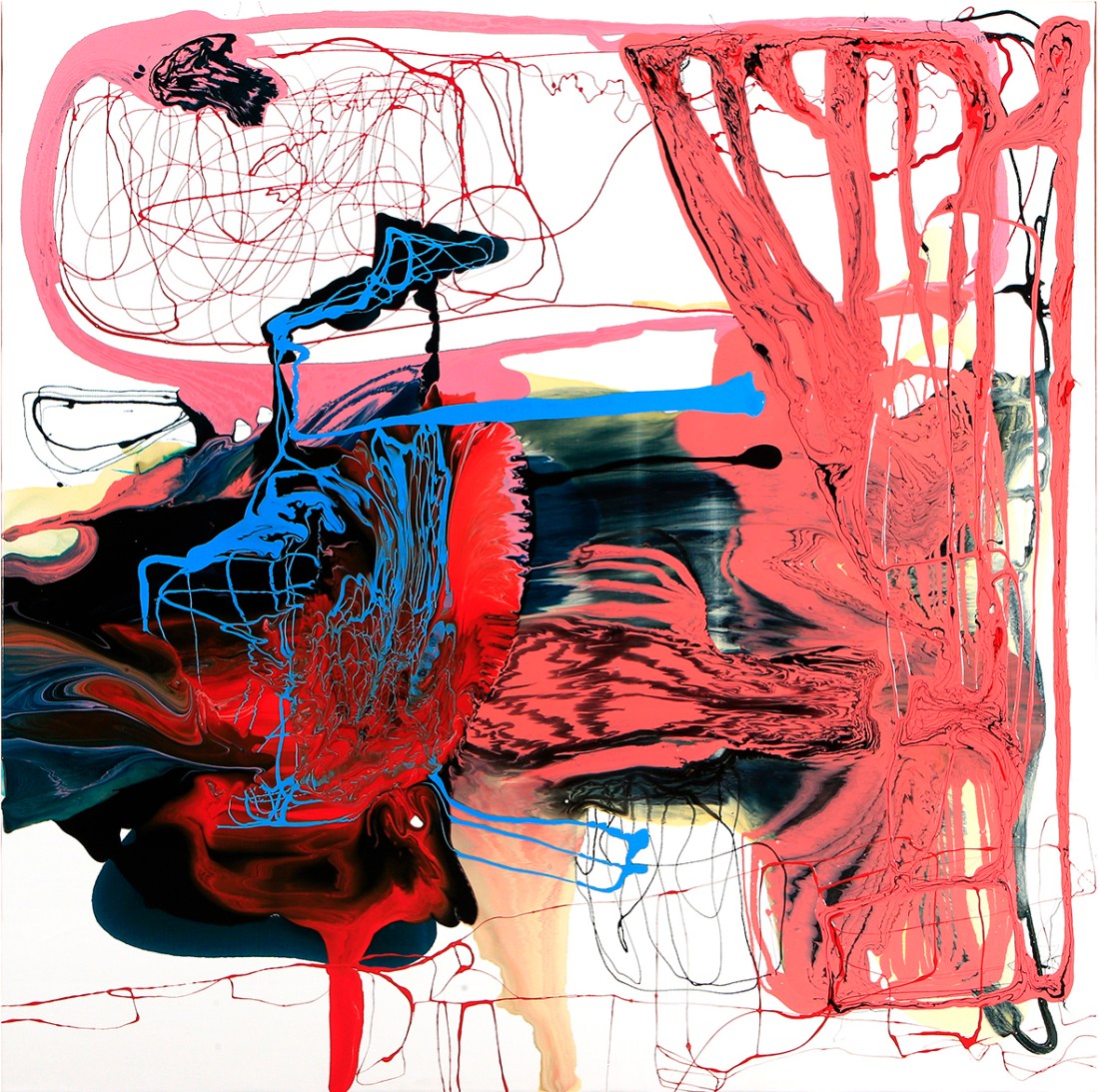 She was cross-eyed her pupils were barging into each other as if looking for a fight, 2012 varnish on canvas, 200 × 200cm Courtesy- Roslyn Oxley9 Gallery